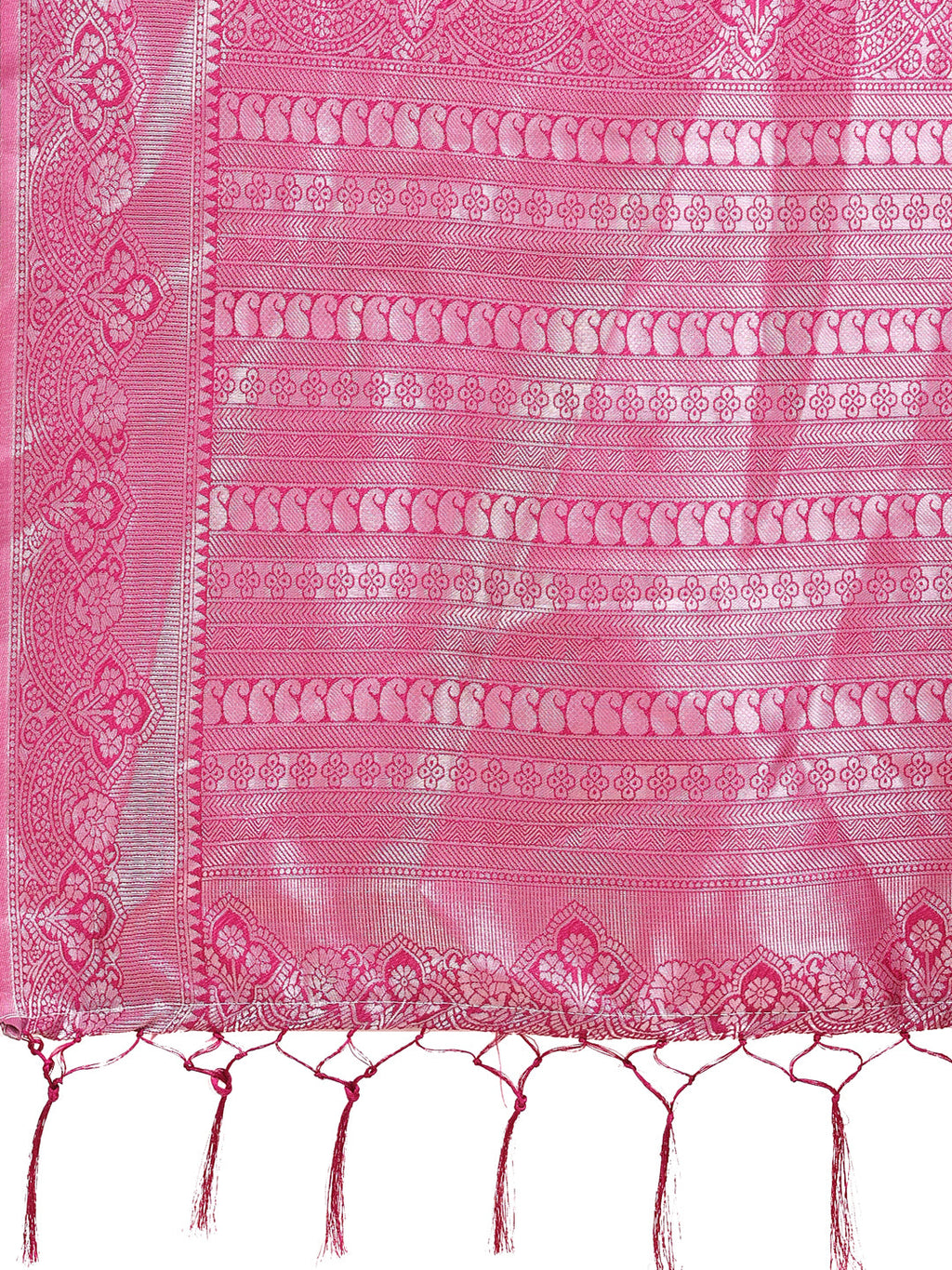 Shree Shyam Fashion Graceful Light & Dark Pink Silk Saree with Rich Woven Border & Paisley Pallu - Perfect for Festive & Wedding Wear | Grocsy