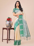 Shree Shyam Fashion Graceful Light & Dark Cream Silk Saree with Rich Woven Border & Paisley Pallu - Perfect for Festive & Wedding Wear | Grocsy