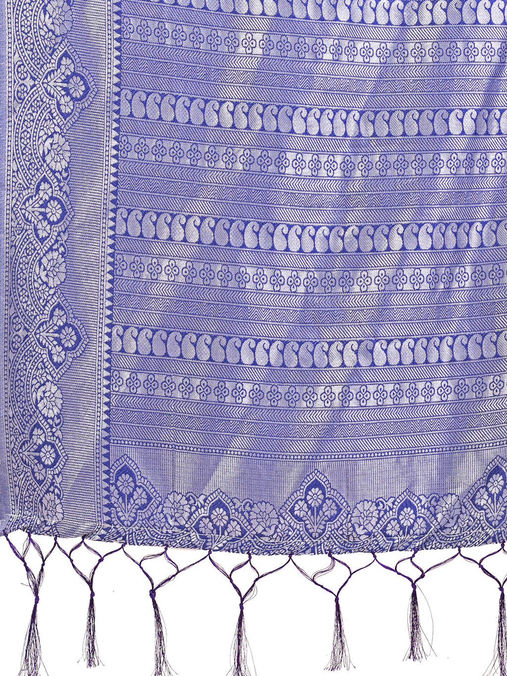 Shree Shyam Fashion Graceful Light & Dark Sky Blue Silk Saree with Rich Woven Border & Paisley Pallu - Perfect for Festive & Wedding Wear | Grocsy