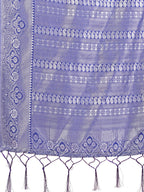 Shree Shyam Fashion Graceful Light & Dark Sky Blue Silk Saree with Rich Woven Border & Paisley Pallu - Perfect for Festive & Wedding Wear | Grocsy