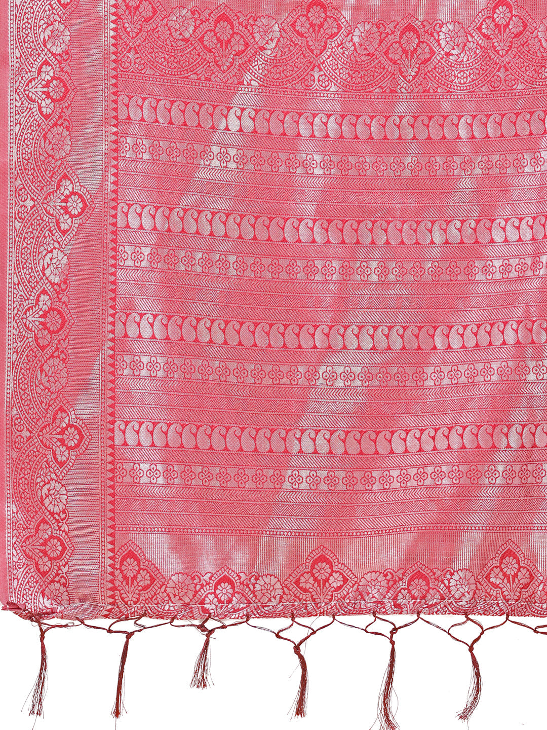 Shree Shyam Fashion Graceful Light & Dark Peach Silk Saree with Rich Woven Border & Paisley Pallu - Perfect for Festive & Wedding Wear | Grocsy