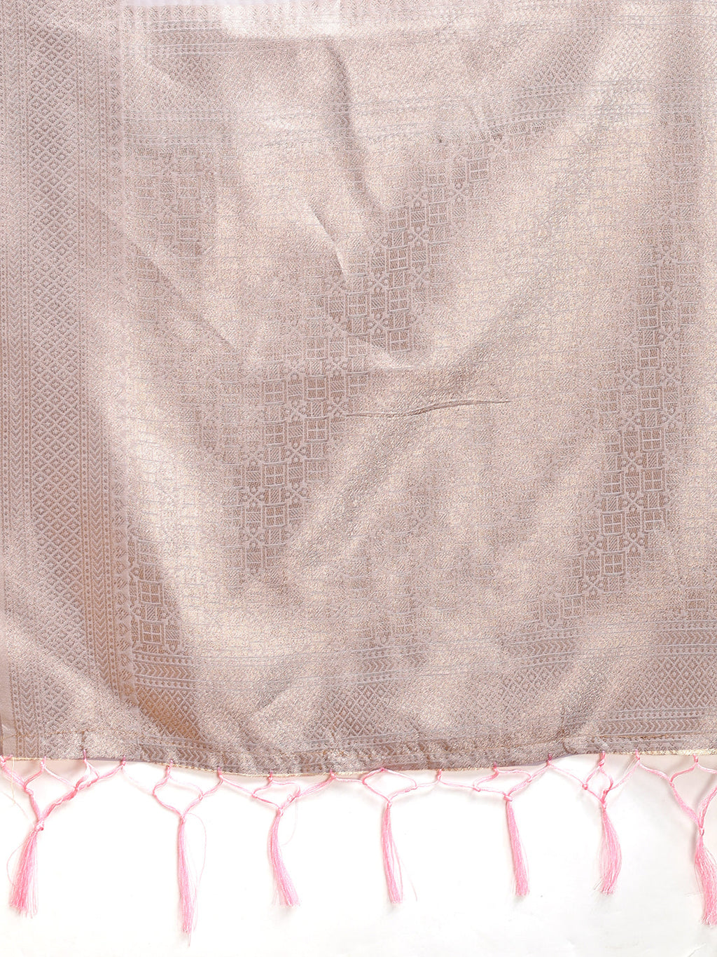Shree Shyam Fashion White & Pink Cotton Woven Zari Work Traditional Tassel Saree | Grocsy