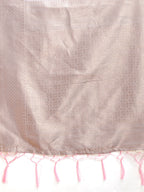 Shree Shyam Fashion White & Pink Cotton Woven Zari Work Traditional Tassel Saree | Grocsy