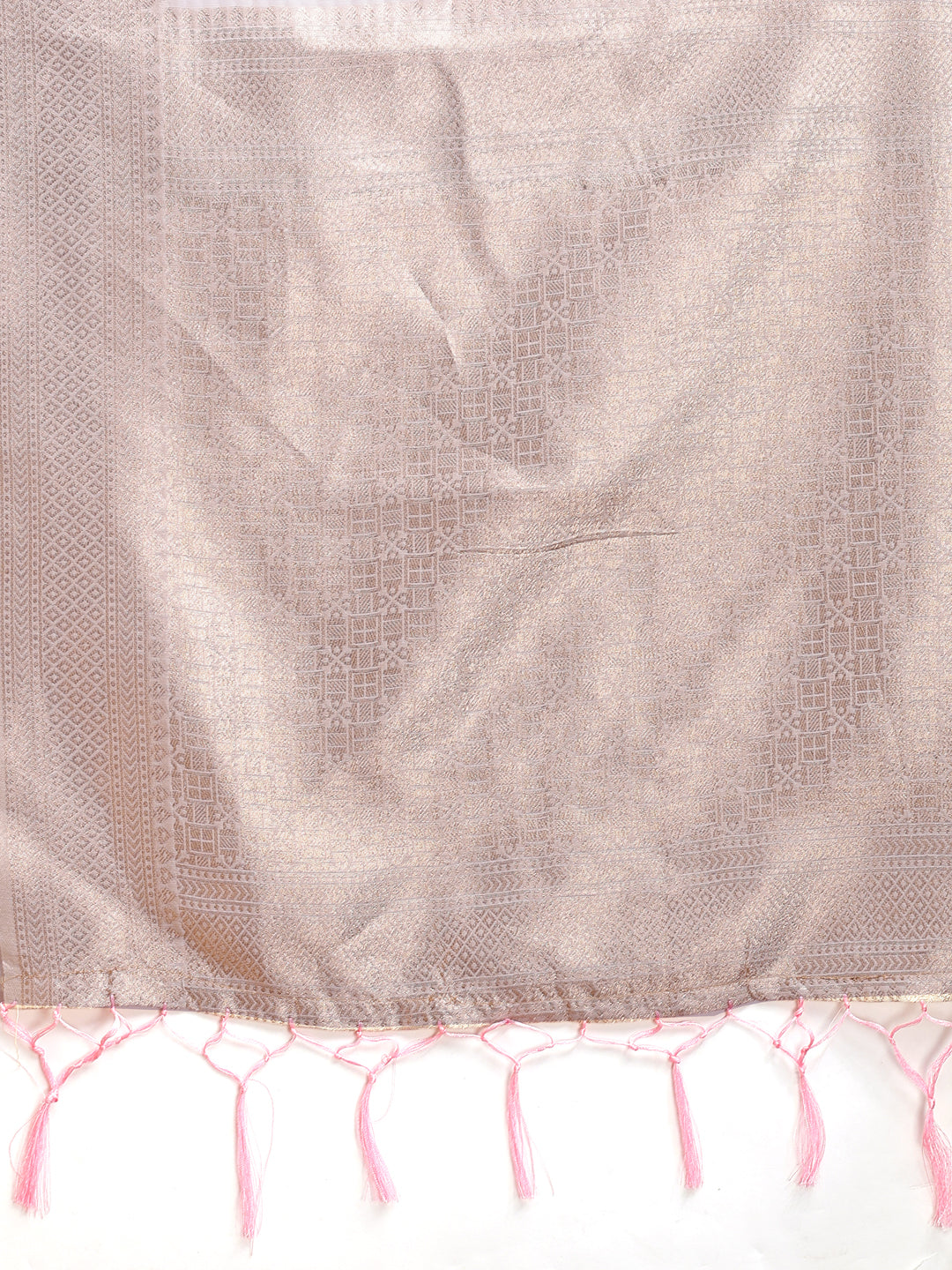Shree Shyam Fashion White & Pink Cotton Woven Zari Work Traditional Tassel Saree | Grocsy