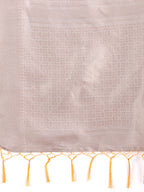 Shree Shyam Fashion White & Orange Cotton Woven Zari Work Traditional Tassel Saree | Grocsy