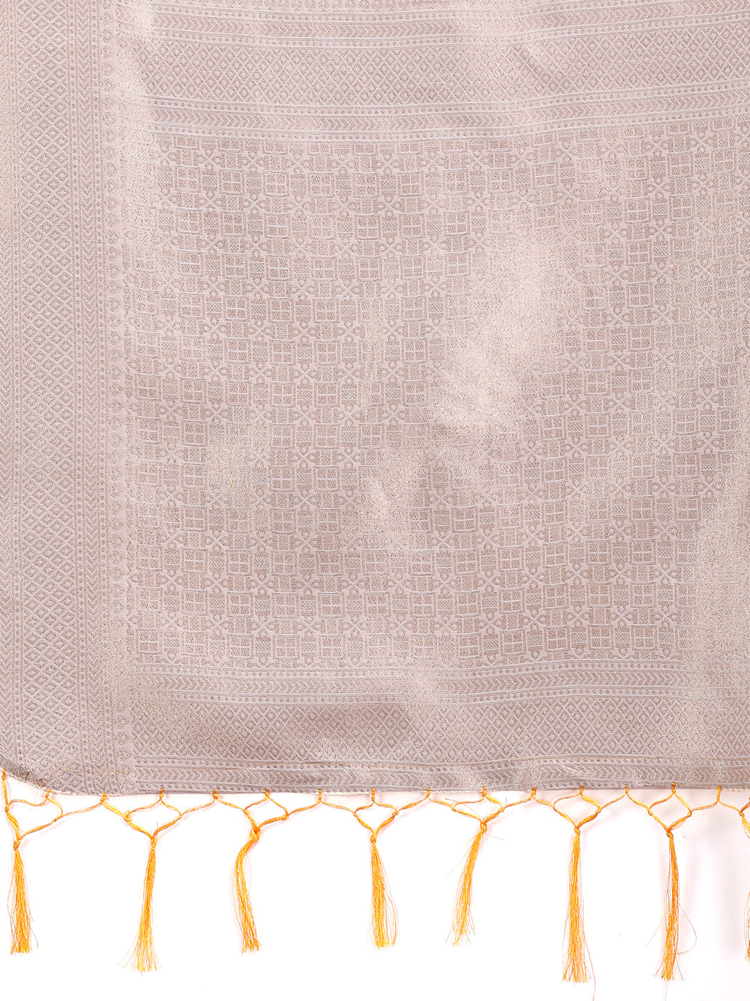 Shree Shyam Fashion White & Orange Cotton Woven Zari Work Traditional Tassel Saree | Grocsy