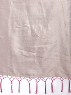 Shree Shyam Fashion White & Purple Cotton Woven Zari Work Traditional Tassel Saree | Grocsy