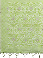 Shree Shyam Fashion Light Green Lichi Silk Saree with Floral Weaving & Tassel Pallu - Elegant Festive & Party Wear Saree | Grocsy