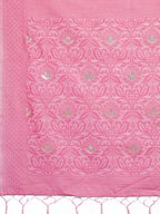 Shree Shyam Fashion Light Pink Lichi Silk Saree with Floral Weaving & Tassel Pallu - Elegant Festive & Party Wear Saree | Grocsy