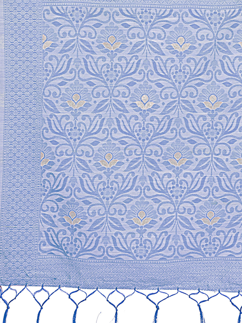 Shree Shyam Fashion Grey Lichi Silk Saree with Floral Weaving & Tassel Pallu - Elegant Festive & Party Wear Saree | Grocsy