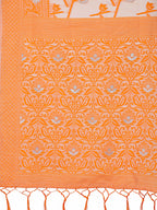 Shree Shyam Fashion Orange Lichi Silk Saree with Floral Weaving & Tassel Pallu - Elegant Festive & Party Wear Saree | Grocsy
