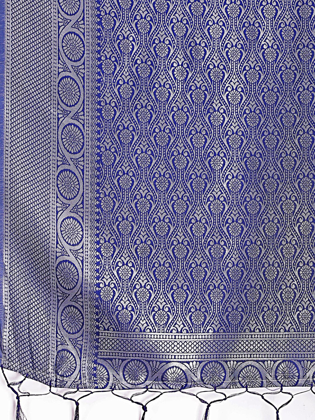 Shree Shyam Fashion Graceful Sky Blue & Blue Banarasi Silk Saree with Rich Zari Woven Border - Traditional Elegance for Celebrations | Grocsy