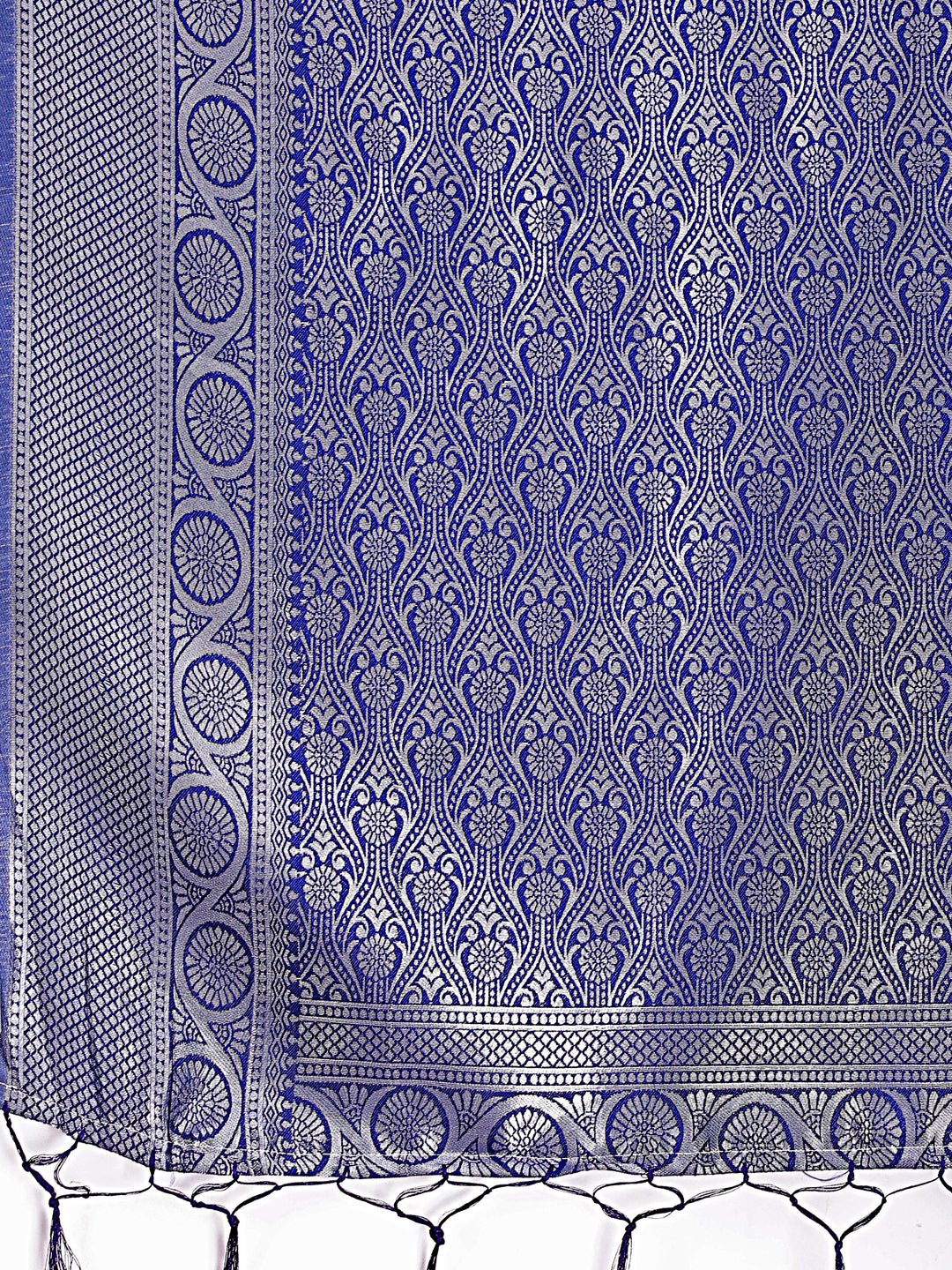 Shree Shyam Fashion Graceful Sky Blue & Blue Banarasi Silk Saree with Rich Zari Woven Border - Traditional Elegance for Celebrations | Grocsy