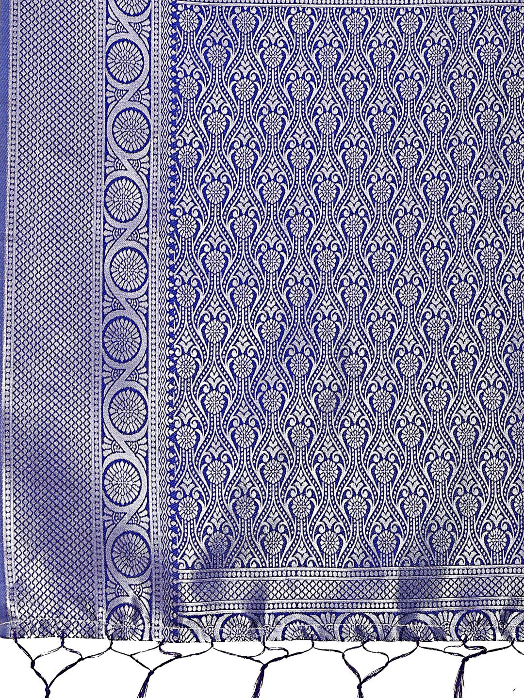 Shree Shyam Fashion Graceful Teal & Blue Banarasi Silk Saree with Rich Zari Woven Border - Traditional Elegance for Celebrations | Grocsy