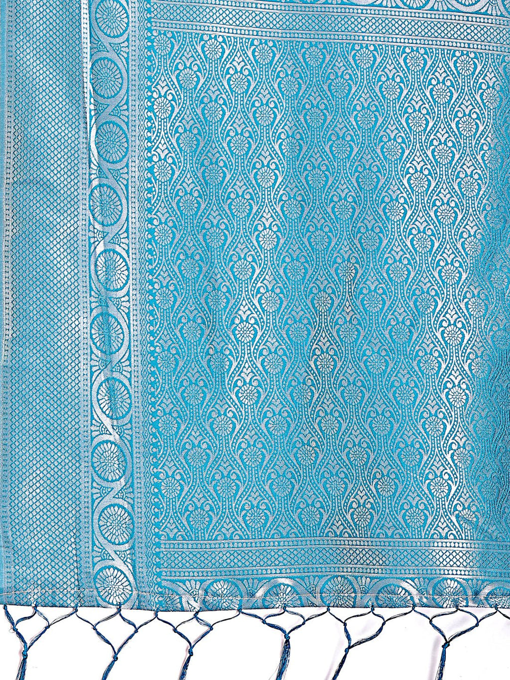 Shree Shyam Fashion Graceful Yellow & Blue Banarasi Silk Saree with Rich Zari Woven Border - Traditional Elegance for Celebrations | Grocsy