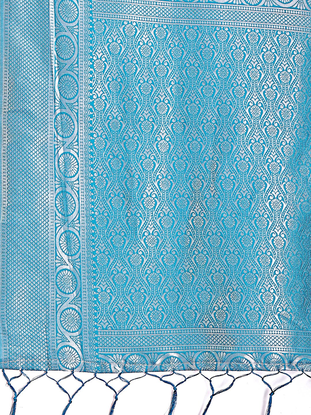 Shree Shyam Fashion Graceful Yellow & Blue Banarasi Silk Saree with Rich Zari Woven Border - Traditional Elegance for Celebrations | Grocsy