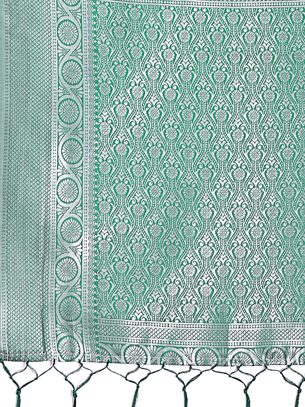 Shree Shyam Fashion Graceful Light Green & Green Banarasi Silk Saree with Rich Zari Woven Border - Traditional Elegance for Celebrations | Grocsy