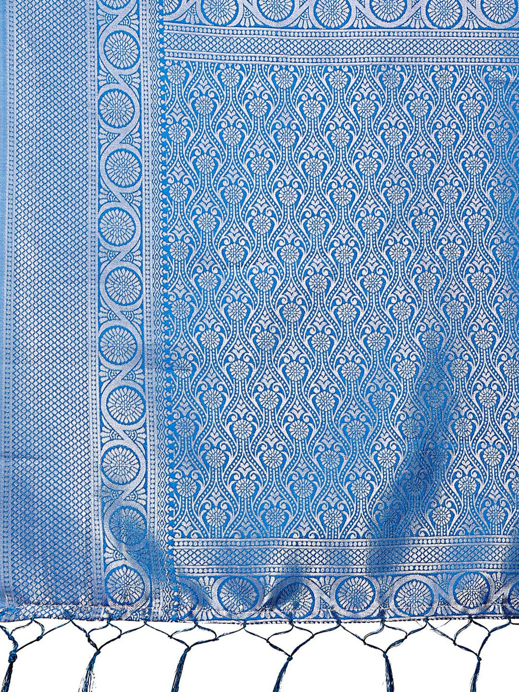 Shree Shyam Fashion Graceful Peach & Blue Banarasi Silk Saree with Rich Zari Woven Border - Traditional Elegance for Celebrations | Grocsy