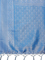 Shree Shyam Fashion Graceful Peach & Blue Banarasi Silk Saree with Rich Zari Woven Border - Traditional Elegance for Celebrations | Grocsy