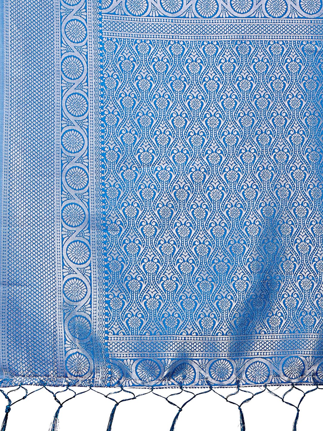 Shree Shyam Fashion Graceful Peach & Blue Banarasi Silk Saree with Rich Zari Woven Border - Traditional Elegance for Celebrations | Grocsy