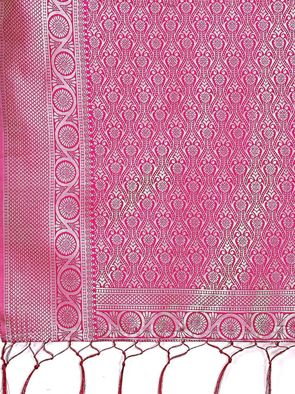 Shree Shyam Fashion Graceful Light Pink & Pink Banarasi Silk Saree with Rich Zari Woven Border - Traditional Elegance for Celebrations | Grocsy