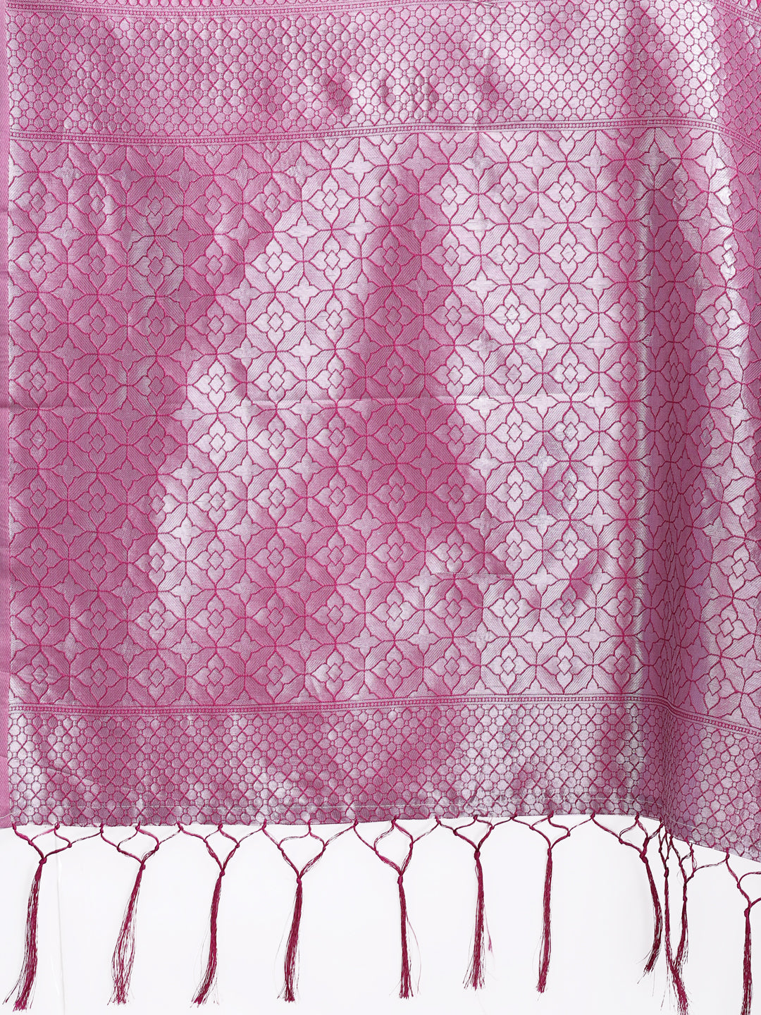 Shree Shyam Fashion Pink Lichi Silk Woven Zari Work Traditional Tassel Saree | Grocsy