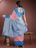 Shree Shyam Fashion Peach Lichi Silk Woven Zari Work Traditional Tassel Saree | Grocsy