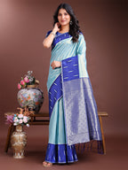Shree Shyam Fashion Sea Green Lichi Silk Woven Zari Work Traditional Tassel Saree | Grocsy