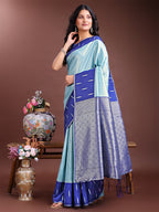 Shree Shyam Fashion Sea Green Lichi Silk Woven Zari Work Traditional Tassel Saree | Grocsy