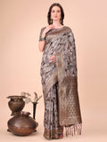 Shree Shyam Fashion Elegant Brown Cotton Silk Saree with Floral Design & Rich Pallu - Festive & Wedding Wear | Grocsy
