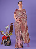 Shree Shyam Fashion Elegant Maroon Floral Lichi Silk Saree with Zari Weaving and Rich Pallu - Wedding & Festive Wear Saree | Grocsy