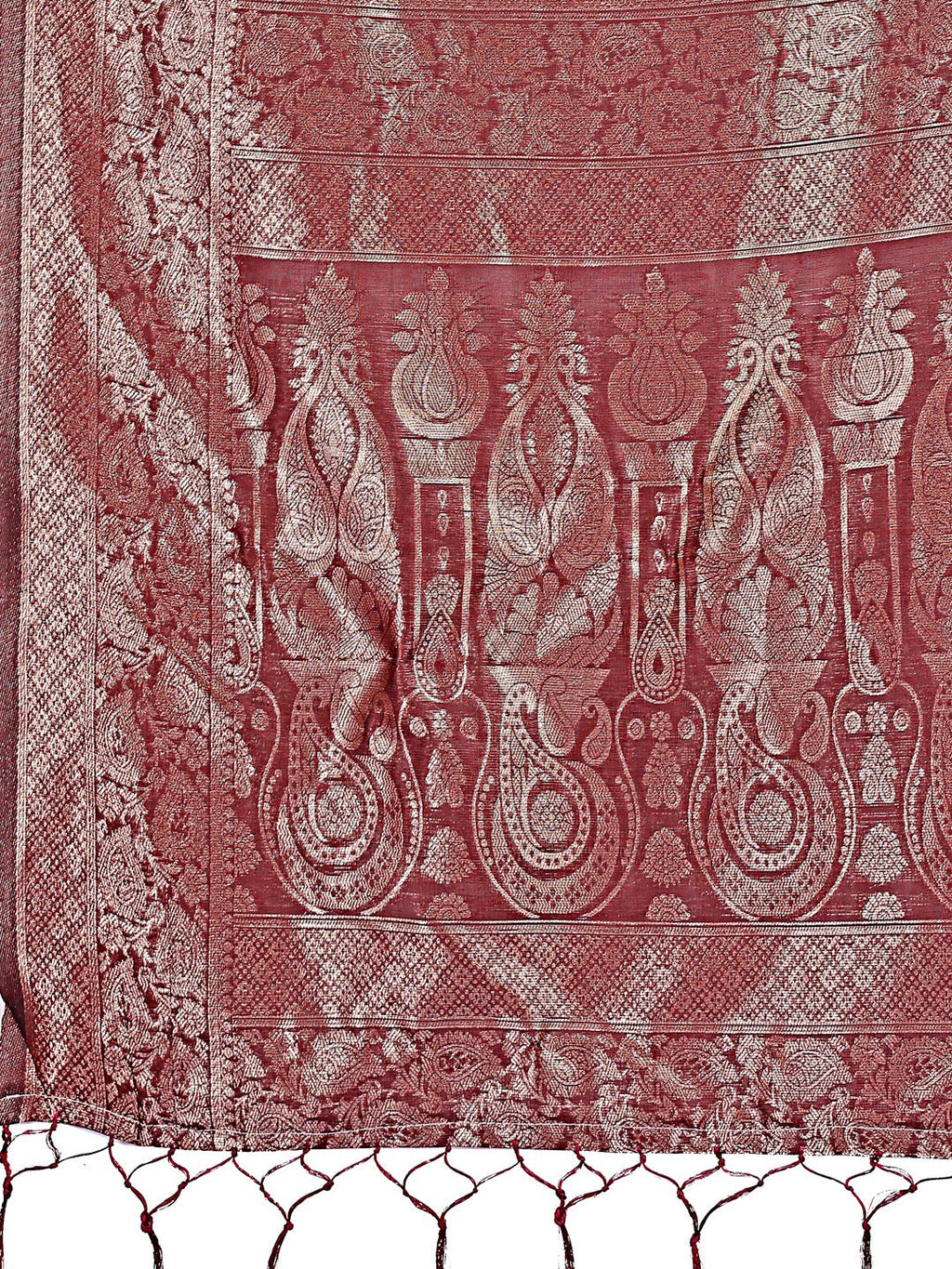 Shree Shyam Fashion Elegant Maroon Floral Lichi Silk Saree with Zari Weaving and Rich Pallu - Wedding & Festive Wear Saree | Grocsy