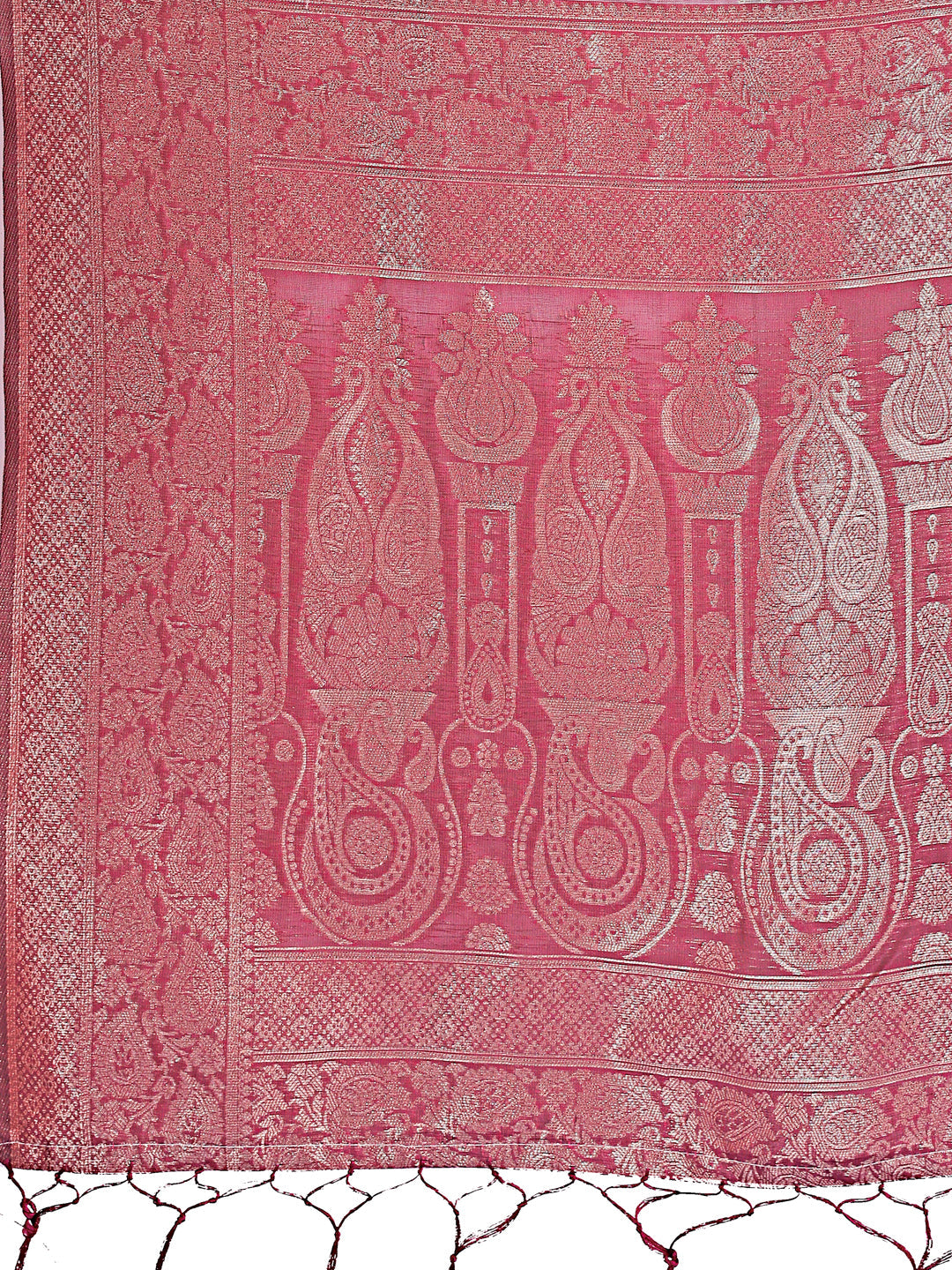 Shree Shyam Fashion Elegant Pink Floral Lichi Silk Saree with Zari Weaving and Rich Pallu - Wedding & Festive Wear Saree | Grocsy