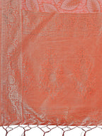 Shree Shyam Fashion Peach Pink Linen Cotton Saree with Golden Zari Leaf Design & Elegant Pallu - Festive | Office | Daily Wear | Grocsy