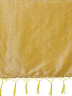 Shree Shyam Fashion Yellow Linen Cotton Saree with Golden Zari Leaf Design & Elegant Pallu - Festive | Office | Daily Wear | Grocsy