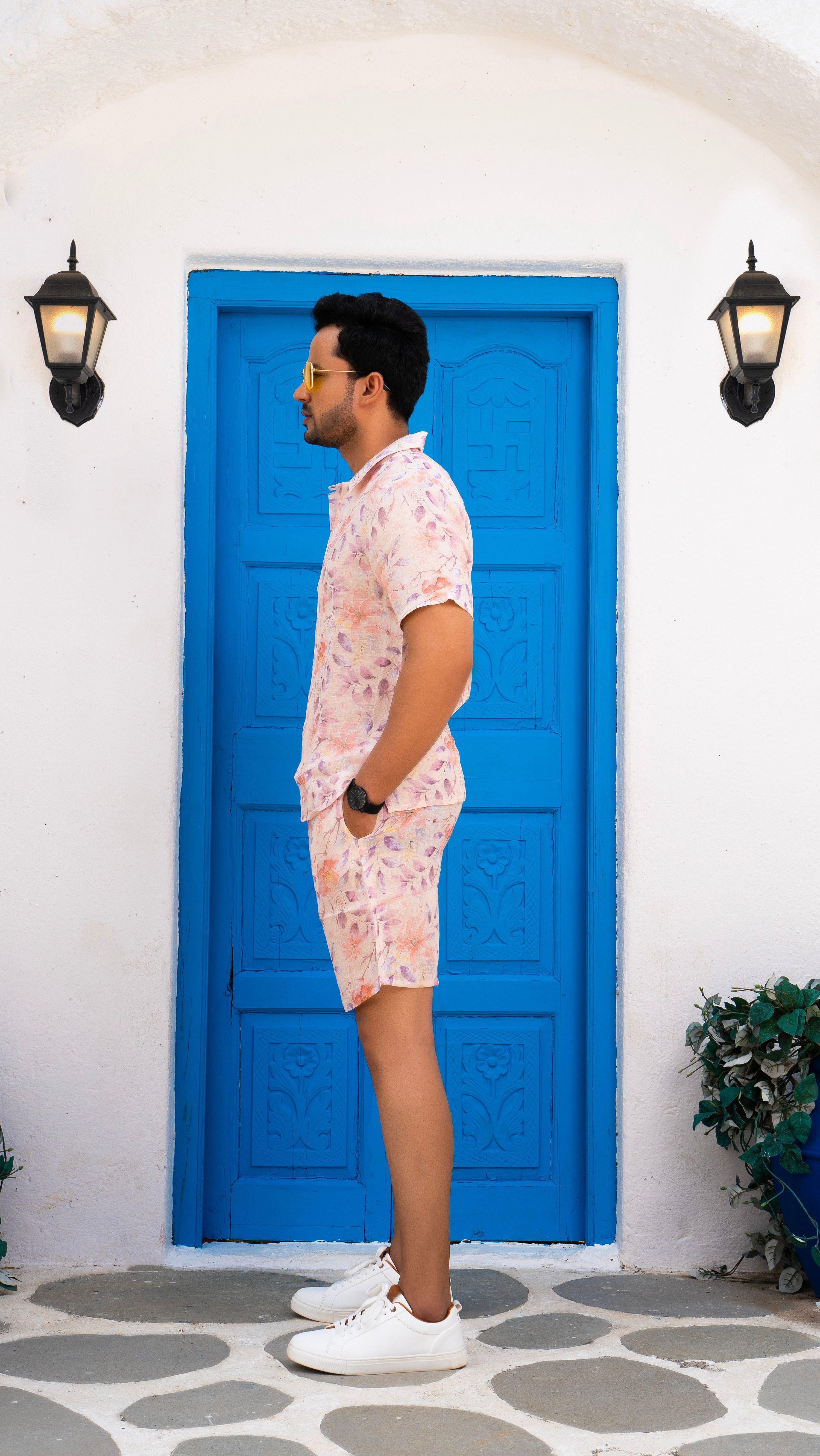 Noroke Linen Floral Co-ord Set Men | Grocsy