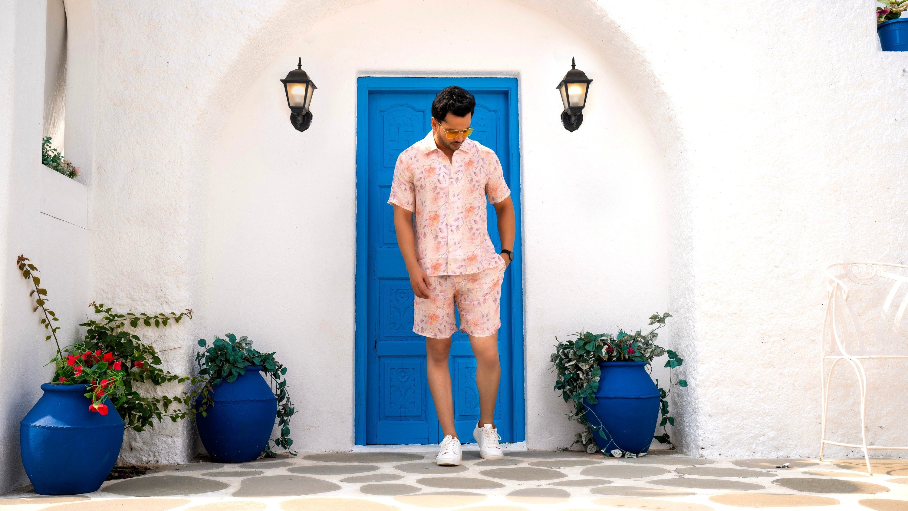 Noroke Linen Floral Co-ord Set Men | Grocsy