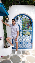 Noroke Sustainable fabric | Linen Cotton Linen Leaf Printed Co-ord Set Men | Grocsy