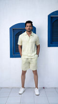 Noroke Sustainable fabric | 100% Linen Linen Embroidered Co-ord Set Men - Green | Grocsy