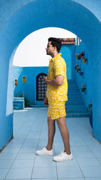 Noroke Sustainable fabric | 100% Linen Linen Mustard Co-ord Set Men - Mustard | Grocsy