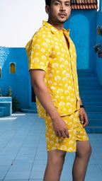 Noroke Sustainable fabric | 100% Linen Linen Mustard Co-ord Set Men - Mustard | Grocsy