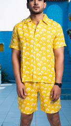 Noroke Sustainable fabric | 100% Linen Linen Mustard Co-ord Set Men - Mustard | Grocsy