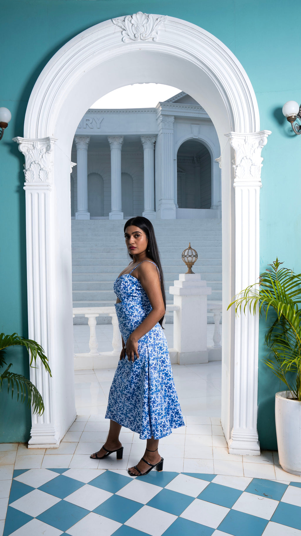 Noroke Modal Satin Cut-out Fitted Midi Dress | Grocsy