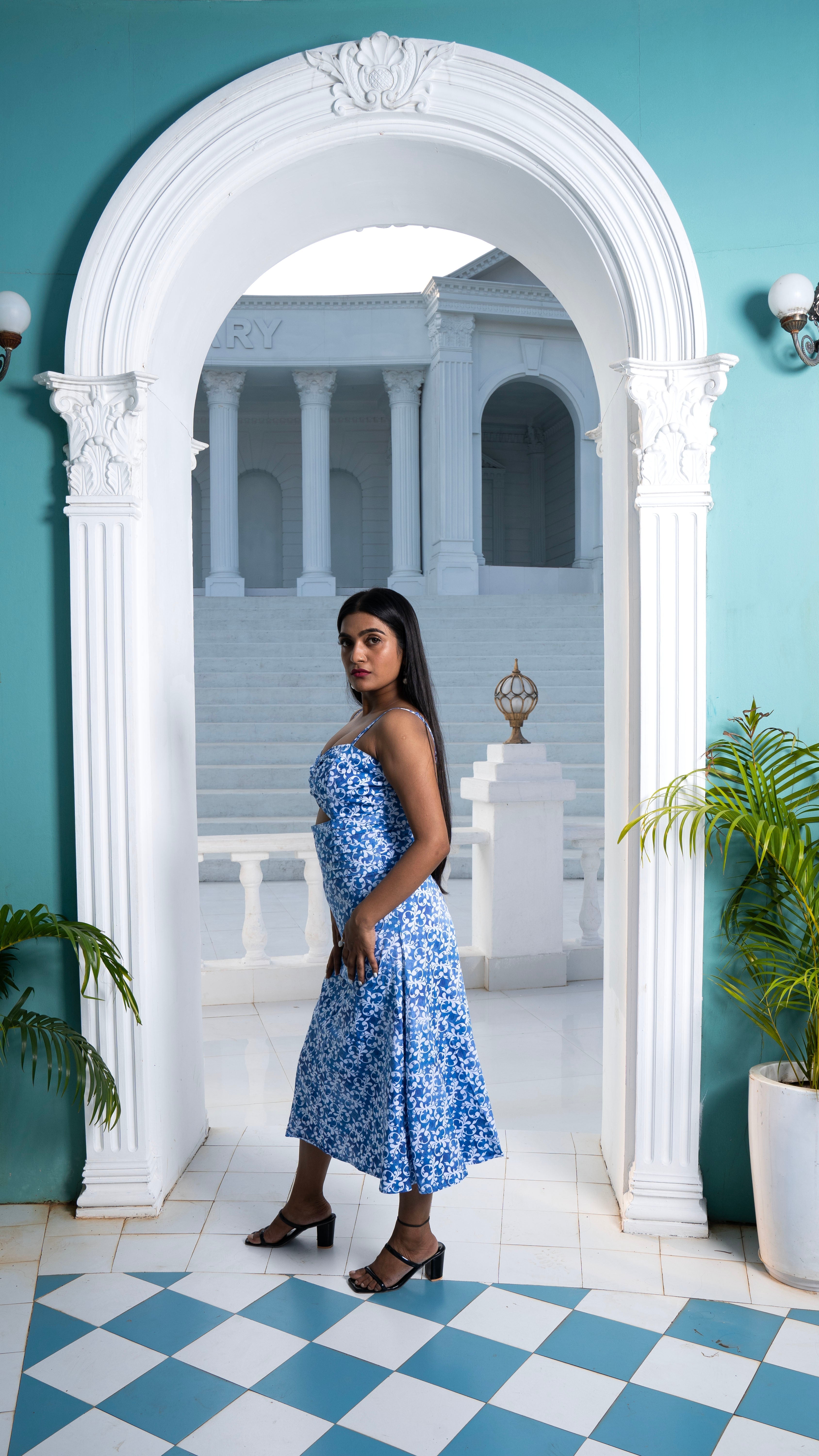 Noroke Modal Satin Cut-out Fitted Midi Dress | Grocsy