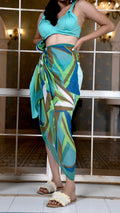 Noroke Modal Jade Geometric Sarong - Green | Grocsy