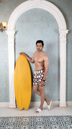 Noroke Sustainable fabric | Poly elastane Nude Patterned Men Swim Shorts | Grocsy