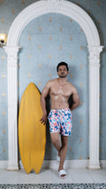 Noroke Sustainable fabric | Poly elastane Geometric Patterned Men Board Shorts | Grocsy