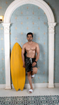 Noroke Sustainable fabric | Poly elastane Fish Patterned Men Board Shorts | Grocsy