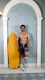 Noroke Sustainable fabric | Poly elastane Fish Patterned Men Board Shorts | Grocsy
