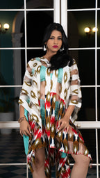 Noroke Silk Ikat Silk Beachwear Cover Up - Ikat Print | Grocsy